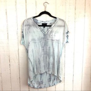 CYNTHIA ROWLEY Blue Tie Dye Pocket Tee L